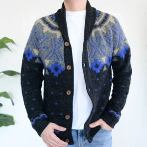 TopMan Black and Blue Knit Cardigan  ~Medium
